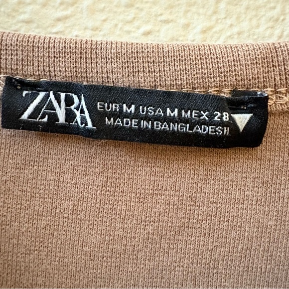 Zara Women's Tan Short Sleeve Tee - Picture 2 of 3